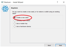 instalace Electrum seed