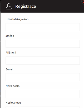 registarce formulář